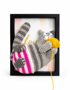 Grisou, le cadre chat au crochet